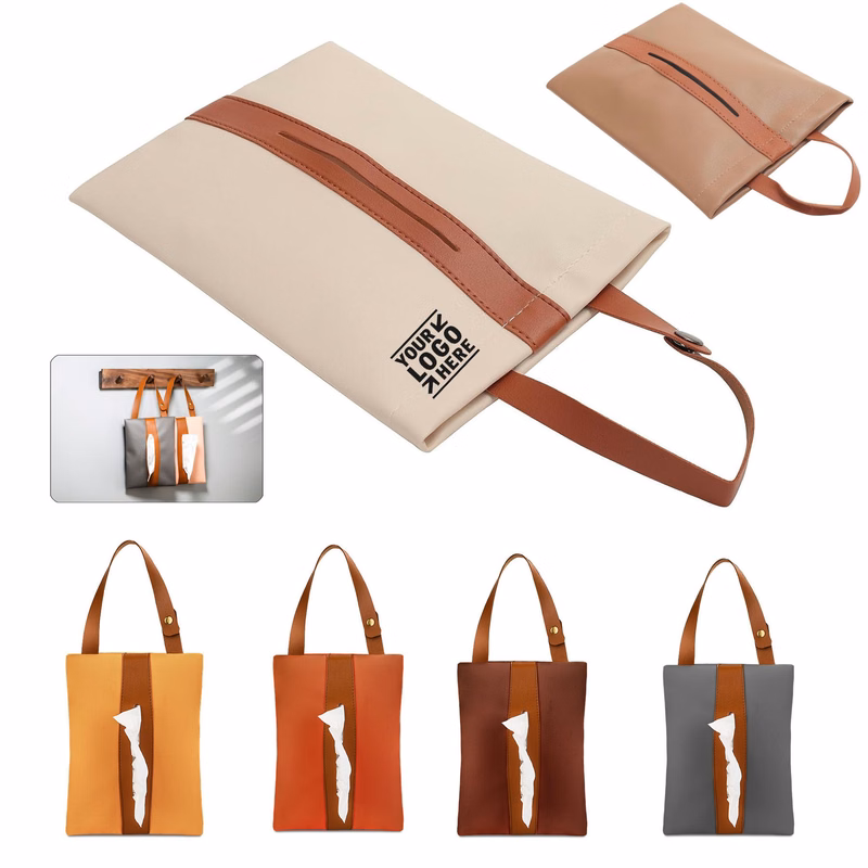 Car Tissue Holder PU Leather Rectangle Napkin Paper Towel Dispenser Box Case