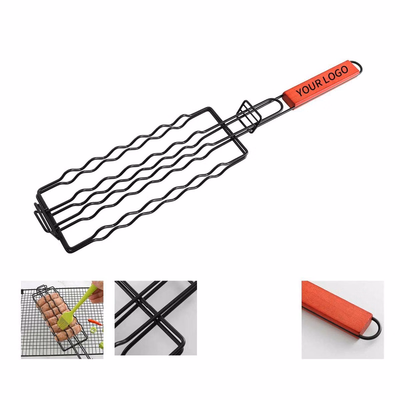 Portable Iron Basket for Barbecue and Picnic Cooking