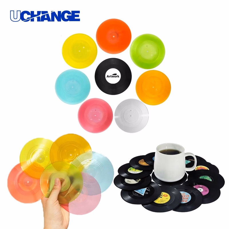 Customized Plastic CD Shaped Coaster for Table Use