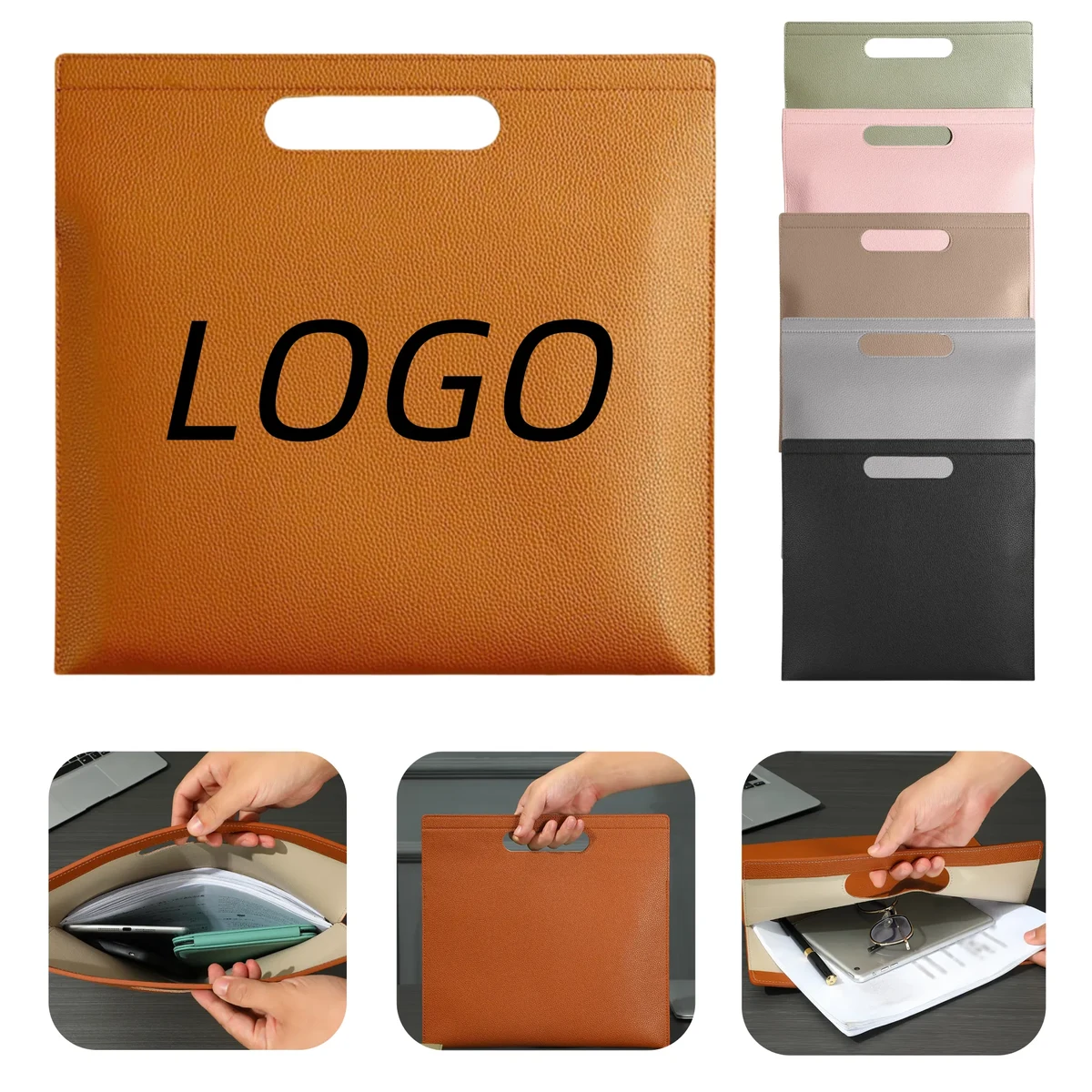 A4 Large Capacity Leather Handheld Document Bag 1