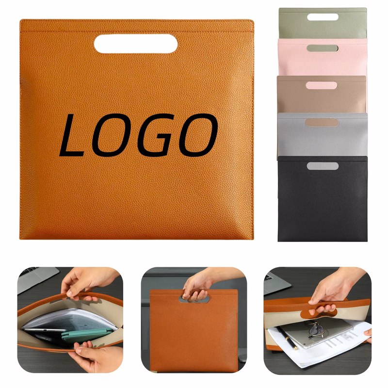 A4 Large Capacity Leather Handheld Document Bag