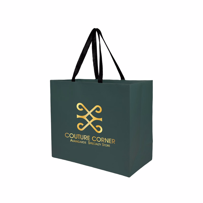 Sugarcane Paper Bag with Embedded Web Style Paper Handles -