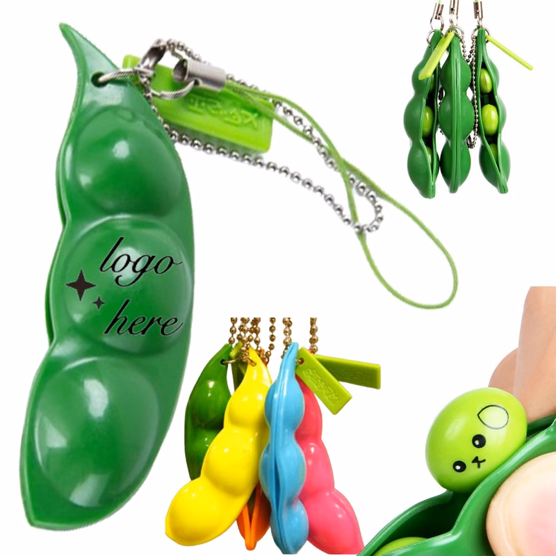 Stress Ball Edamame Keychain
