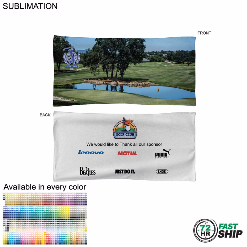 72 Hr Fast Ship - Golf Caddie Tournament Towel in Microfiber Terry, 20"x40", Sublimated 2 sides