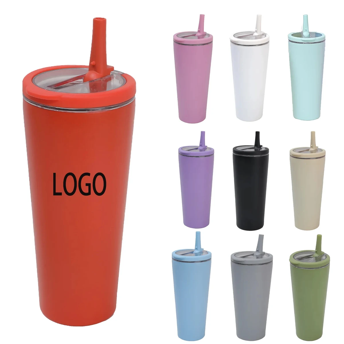 24oz Insulated Tumbler with Straw Lid 1