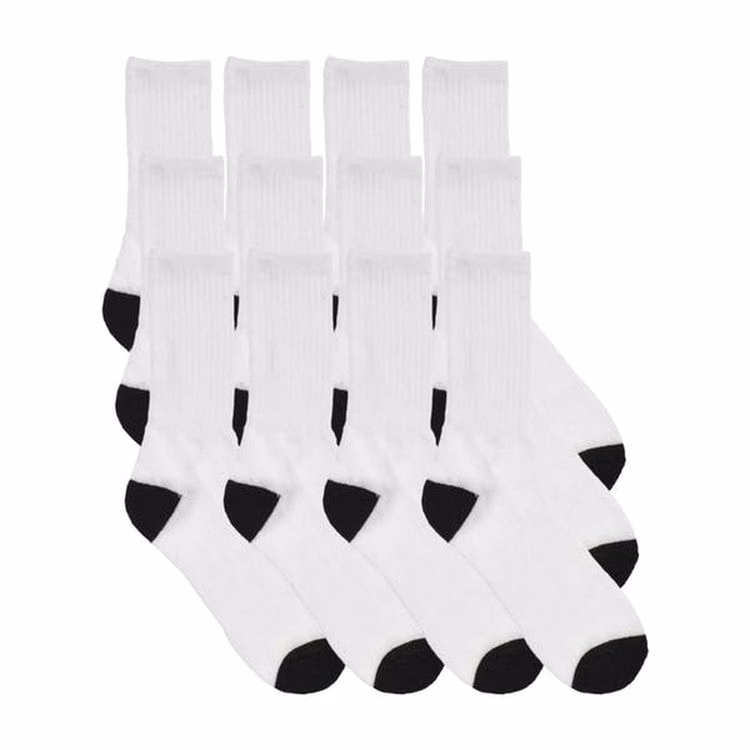Adult Sports Crew Socks - White/Black