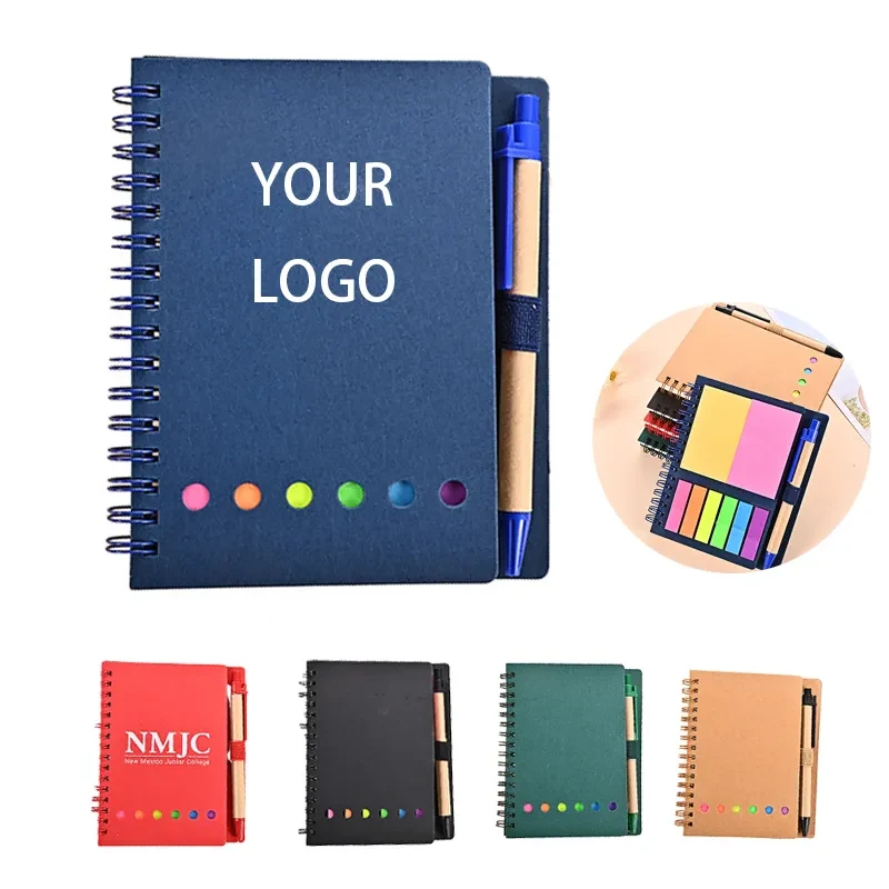 Lined Spiral Notebook Cover Notepad with Pen 1