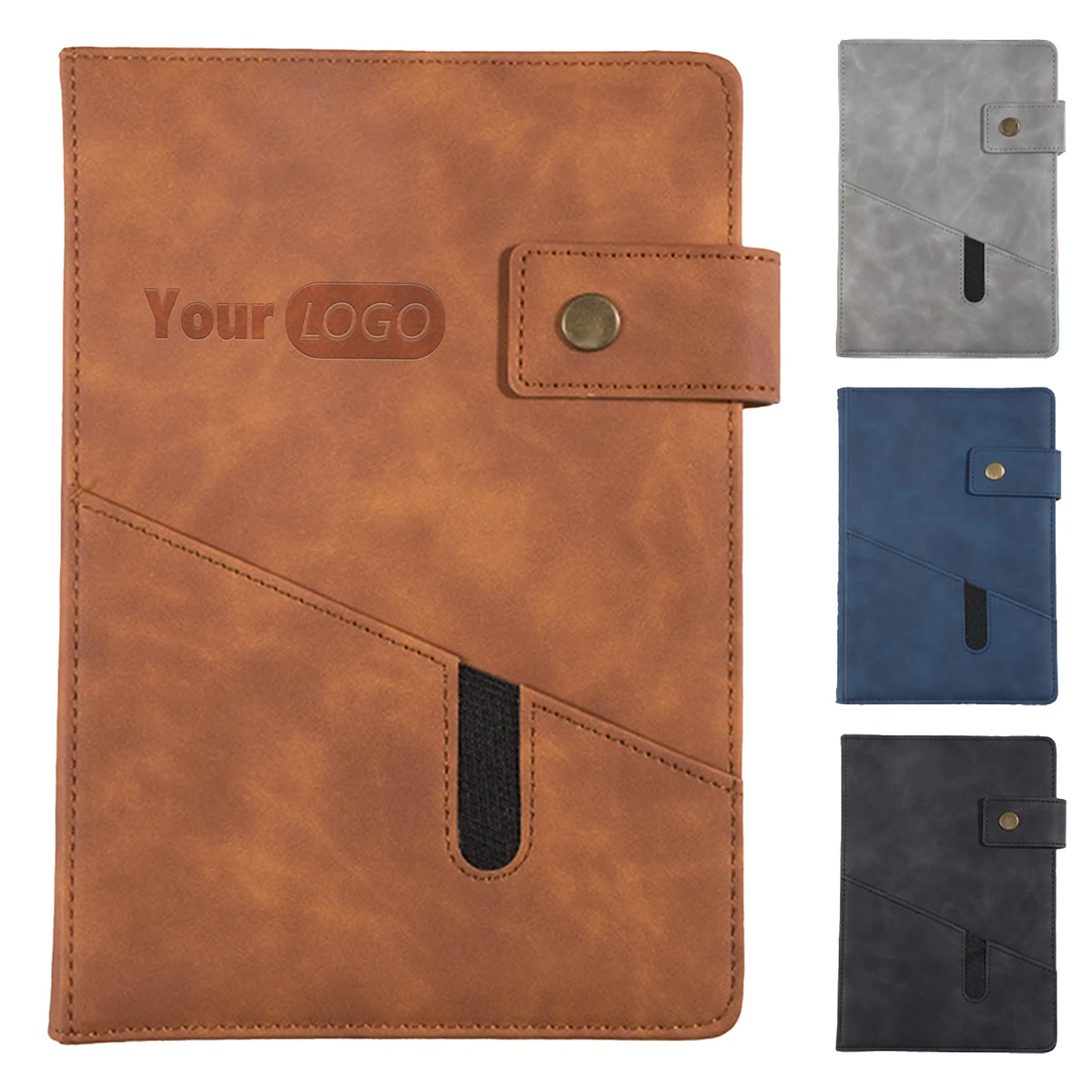 Polyurethane Stylish Leather Notebook Cover With Button Closure 1