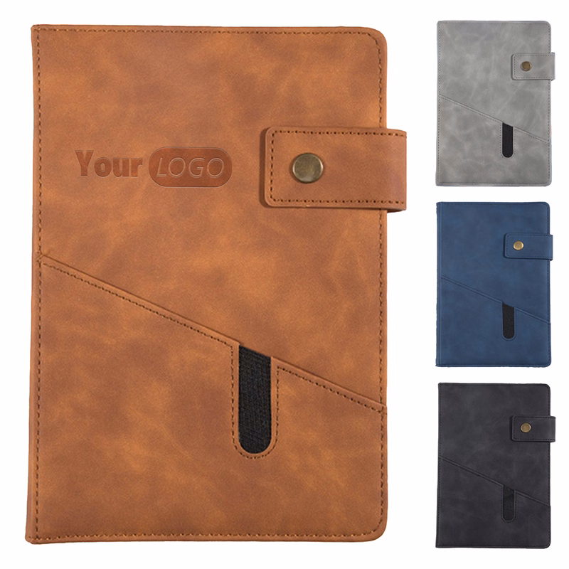 Polyurethane Stylish Leather Notebook Cover With Button Closure
