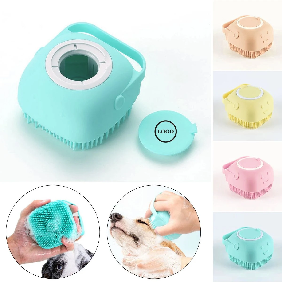 Silicone Pet Bath Brush with Shampoo Dispenser 1