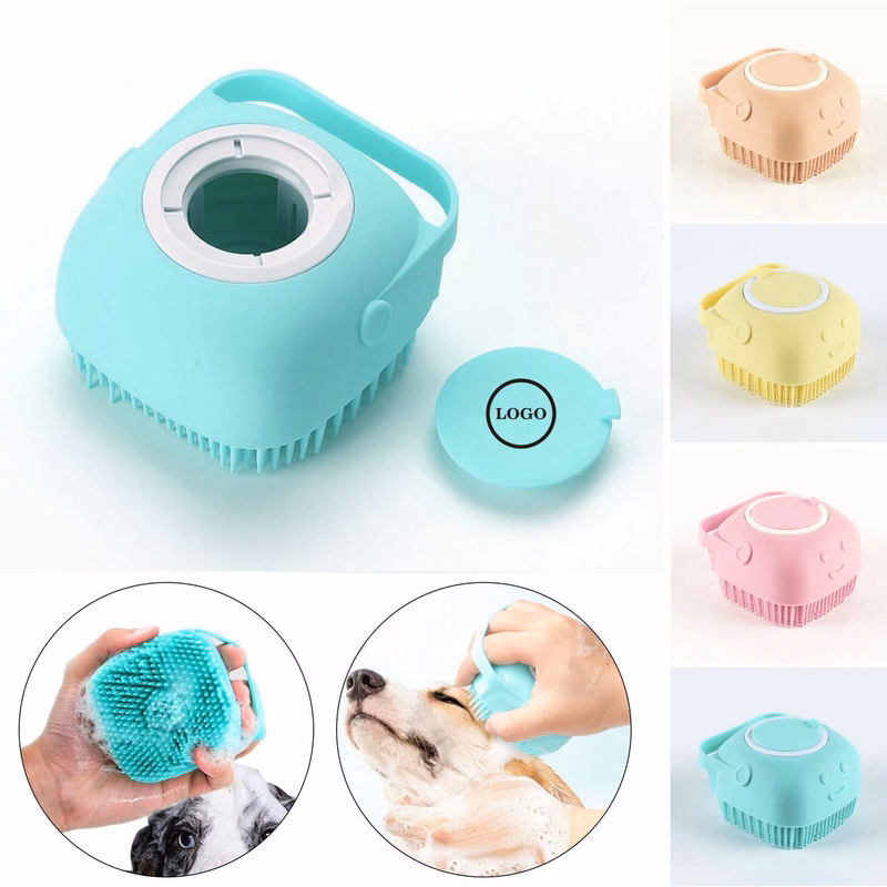 Silicone Pet Bath Brush with Shampoo Dispenser