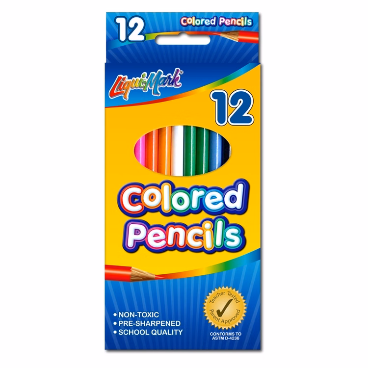 12 Pack Colored Pencils 7" Pre-Sharpened - Assorted Colors