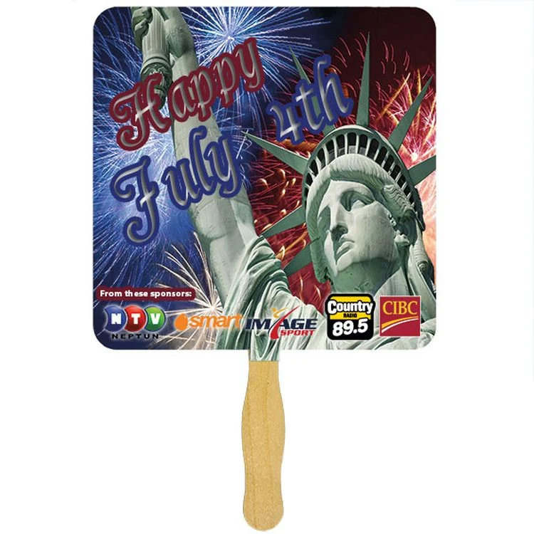 Square Sandwiched Hand Fan (2 Side/ Four Color Process Imprint) 1