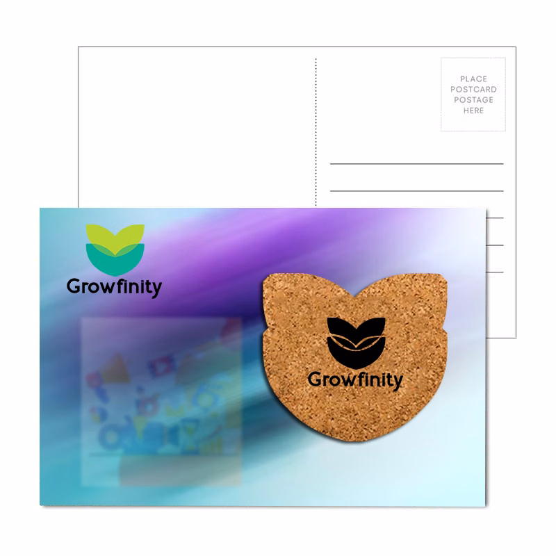 Post Card with Piggy Bank Cork Coaster