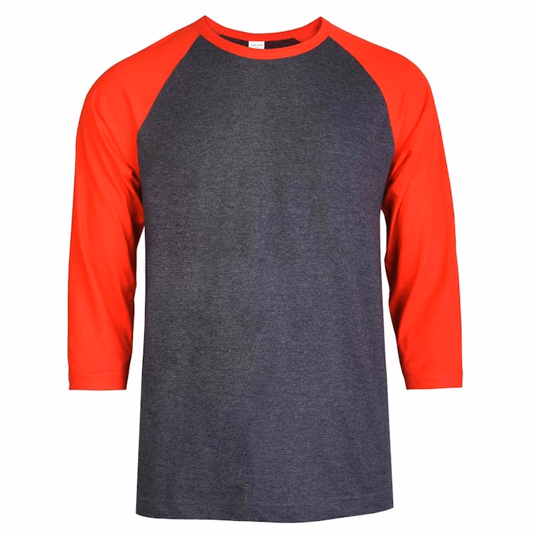 Men's 3/4 Sleeve Baseball T-Shirt - Large Red/Charcoal