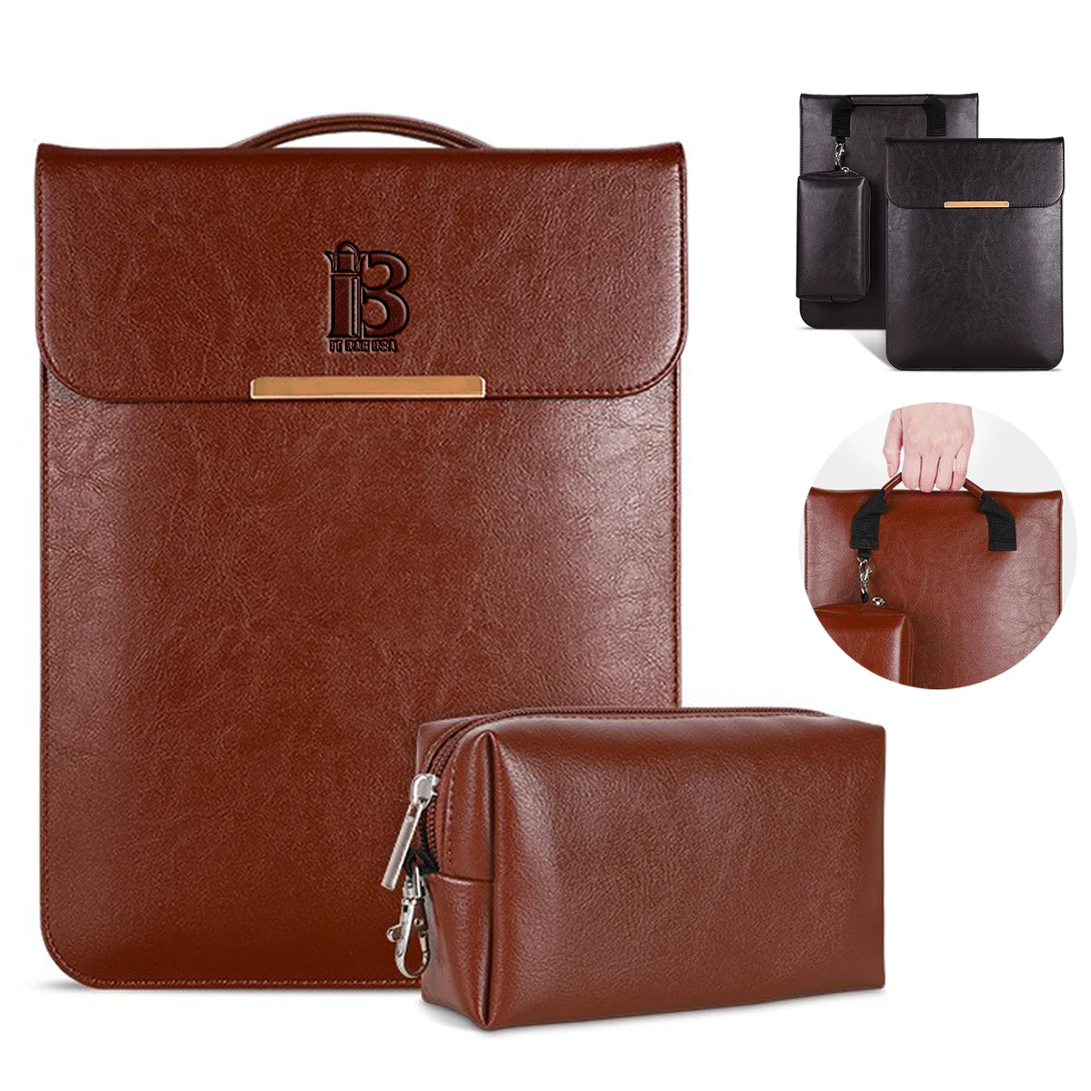 Waterproof Anti-scratch Leather Sleeve with Pouch 1