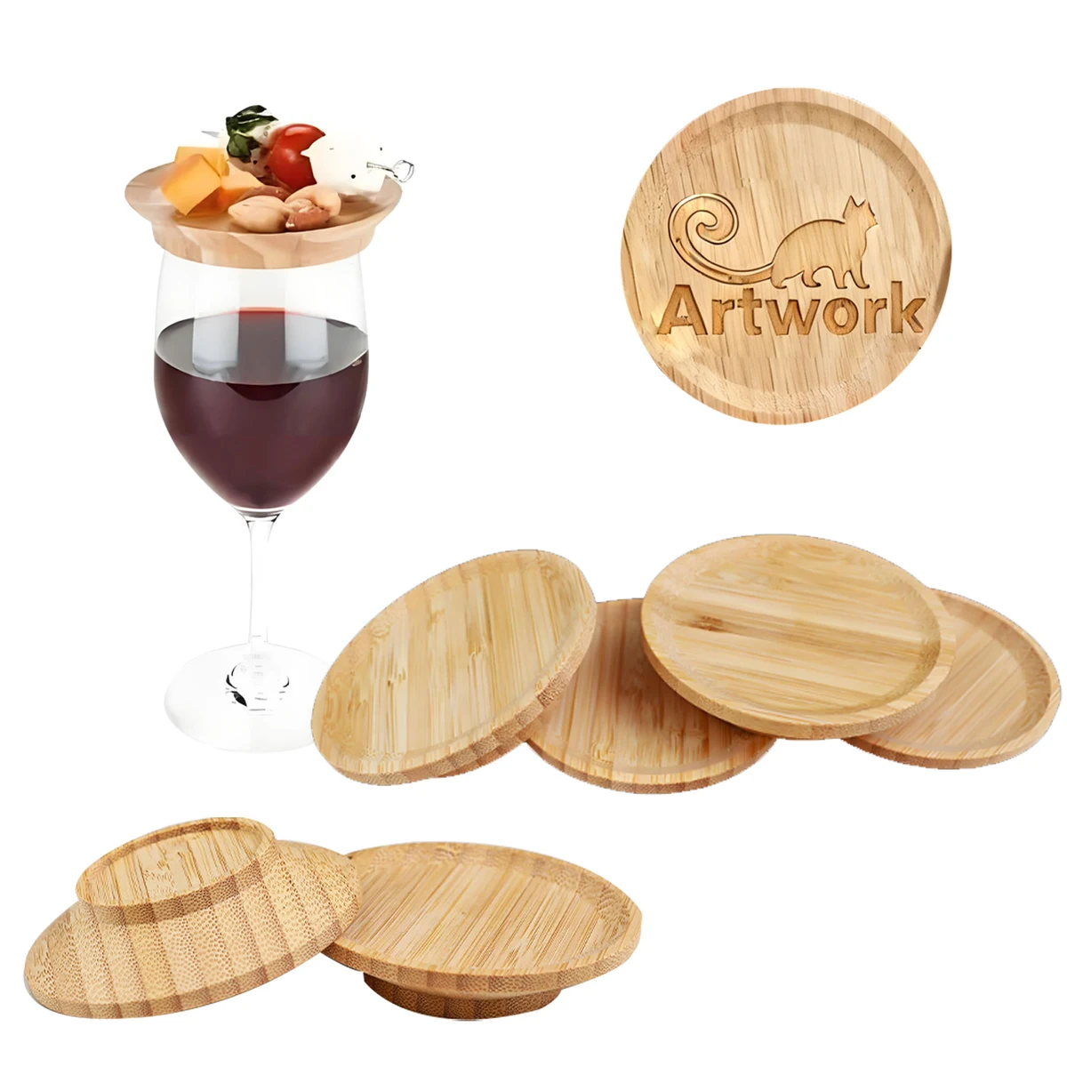Bamboo And Wood Red Wine Glass Lid 1