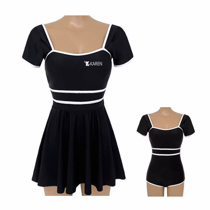 Women's Polyester One-Piece Swimsuit w/ Skirt