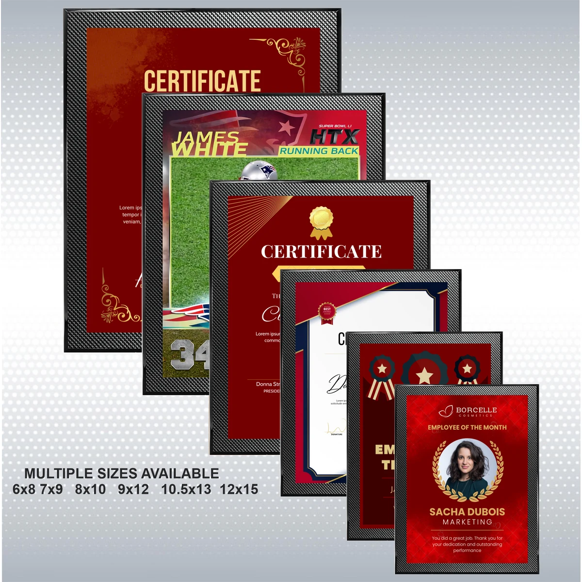 Piano Carbon Fiber Plaque w/Full Color Sublimated Plate 1