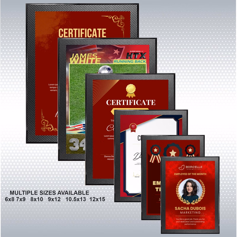 Piano Carbon Fiber Plaque w/Full Color Sublimated Plate