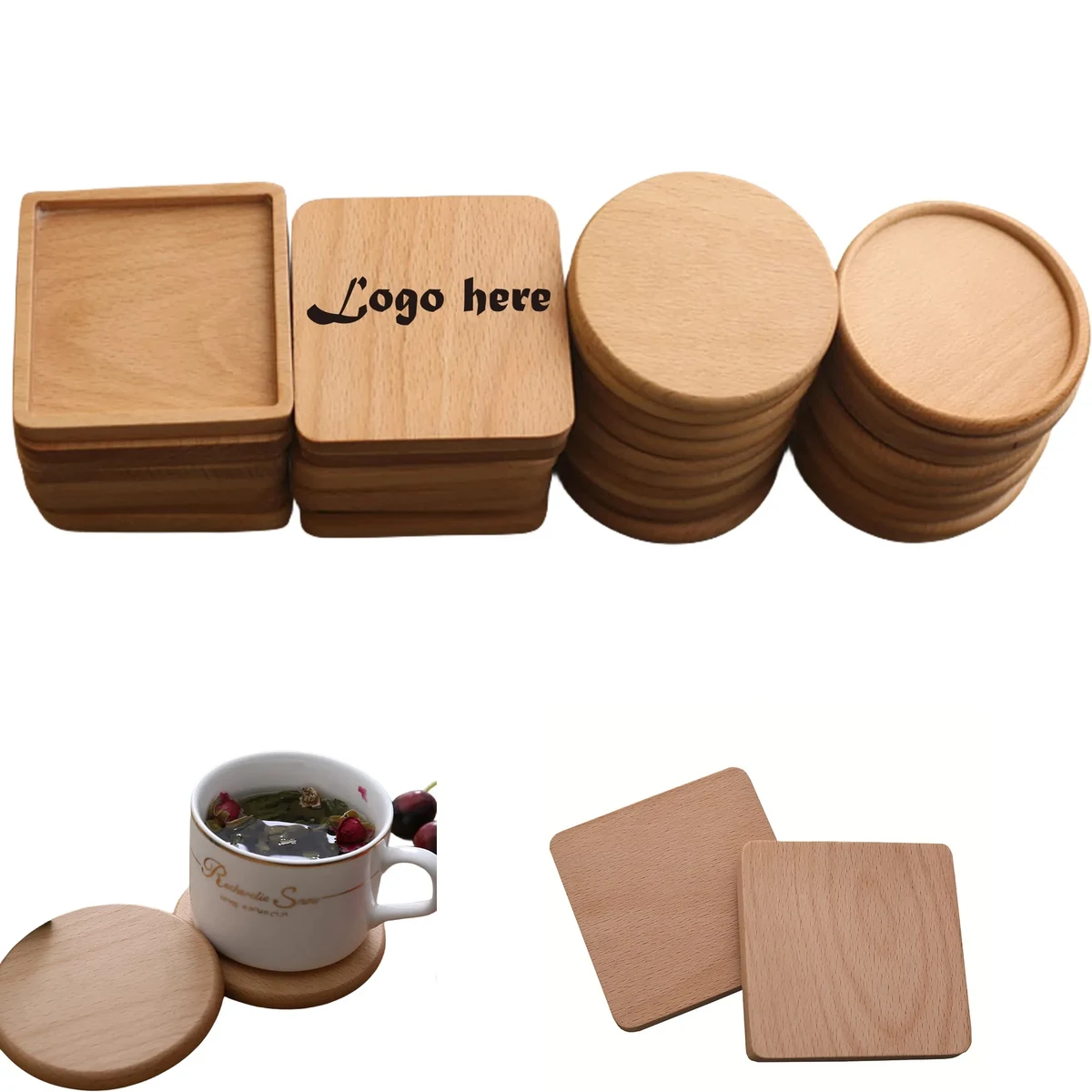 3.5" Customize Anti-spill Design Wood Coaster 1