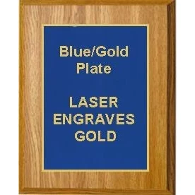 8" x 10" Oak Finish Plaque with a Blue Designer Plate 1