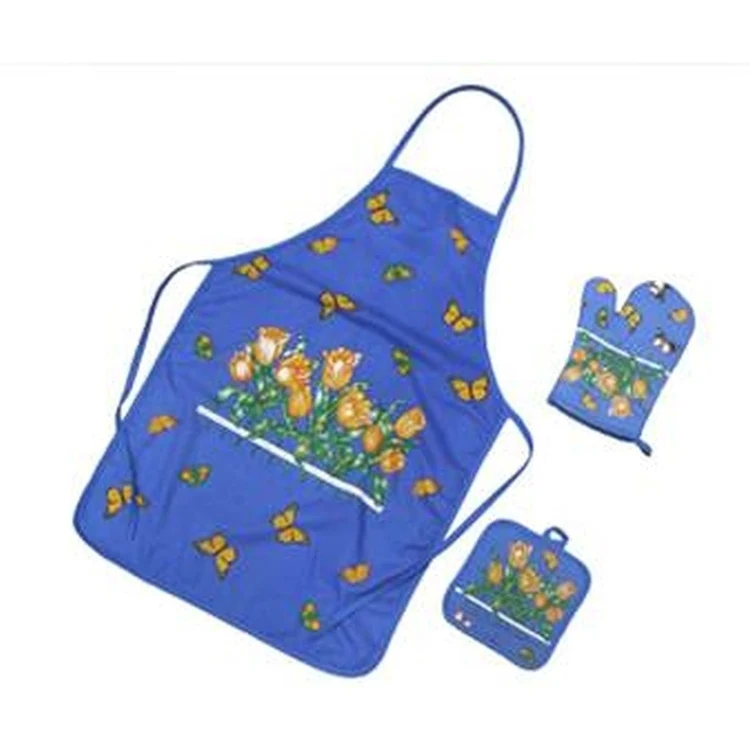 Kitchen Cooking Apron Set with Baking Oven Glove and Mat 1