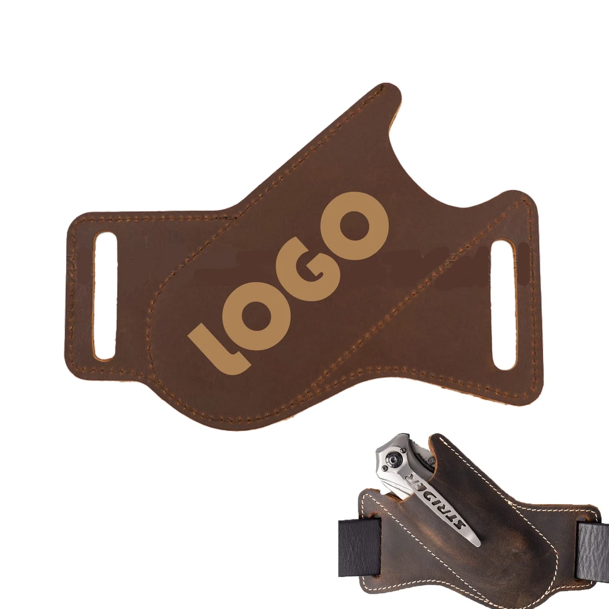 Waist Hanging Leather Folding Knife Jacket 1