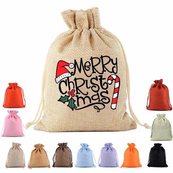 Custom Jute Drawstring Gift Bag - 4''w x 5.5''h