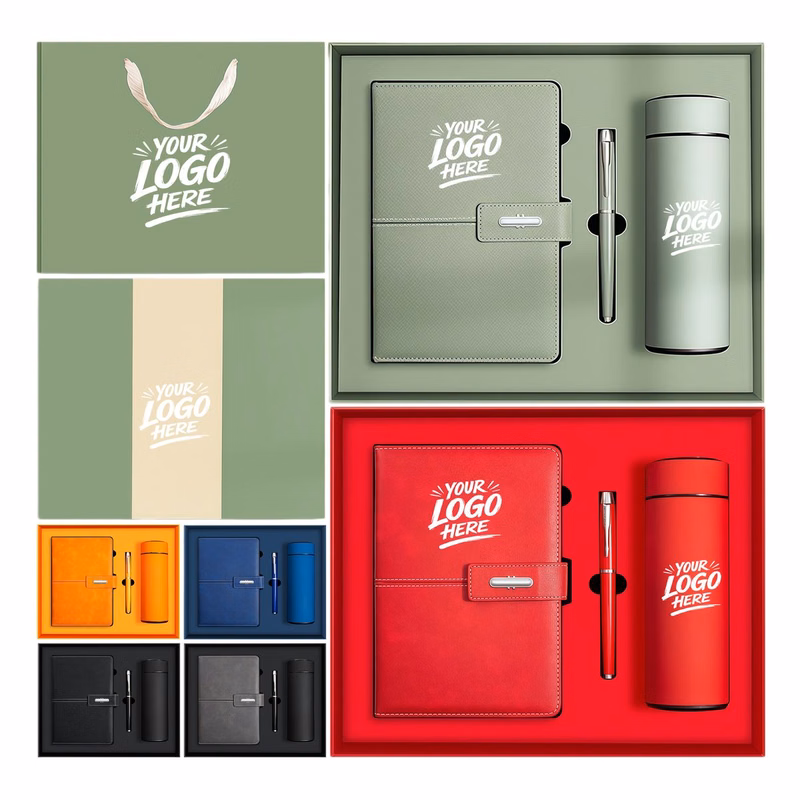 A5 Notebook Gift Set Leather Journal Tumbler Pen Box