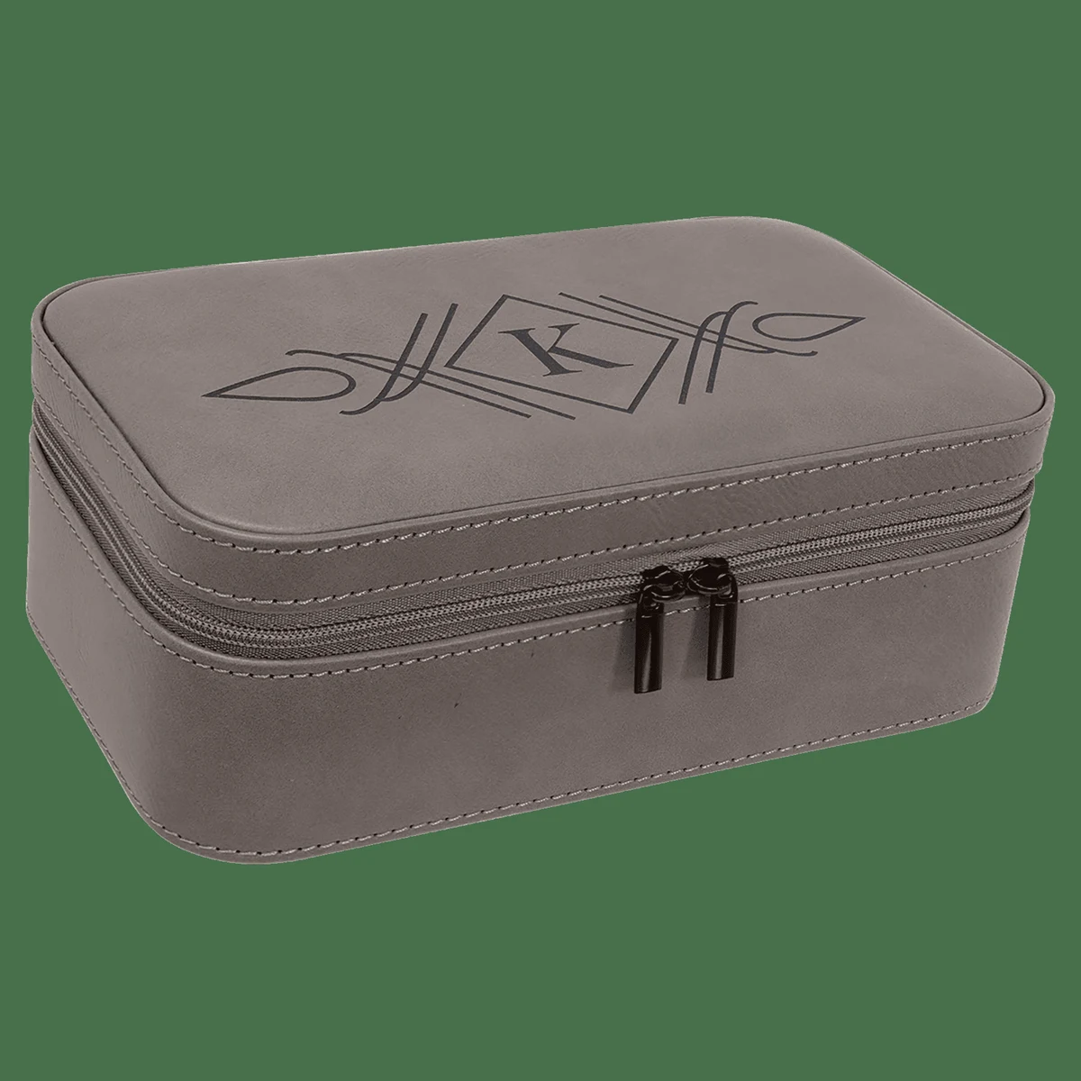 7 1/2" X 4 1/2" Gray Leatherette Jewelry Box 1