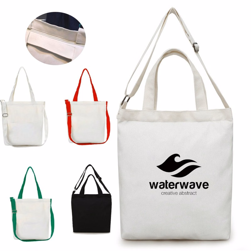 Cotton Canvas Crossbody Shopper Bags