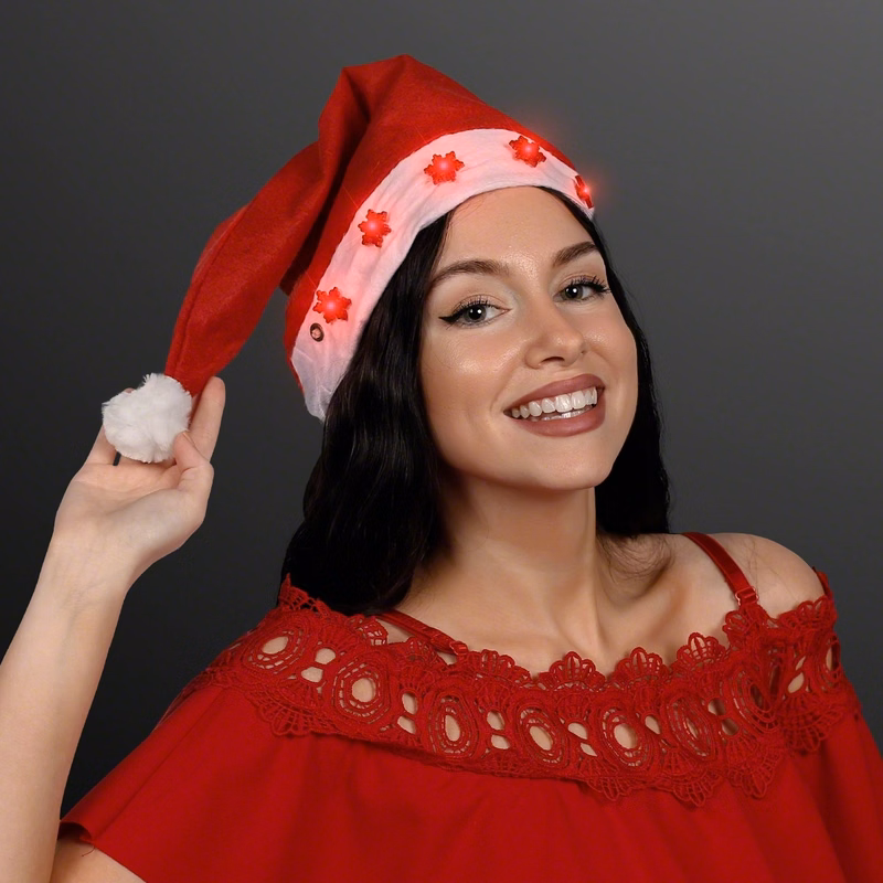 Light up Santa hat with snowflakes