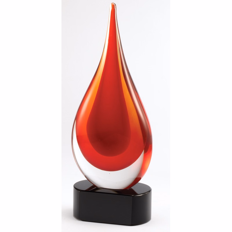 10.25 Red Teardrop Art Glass
