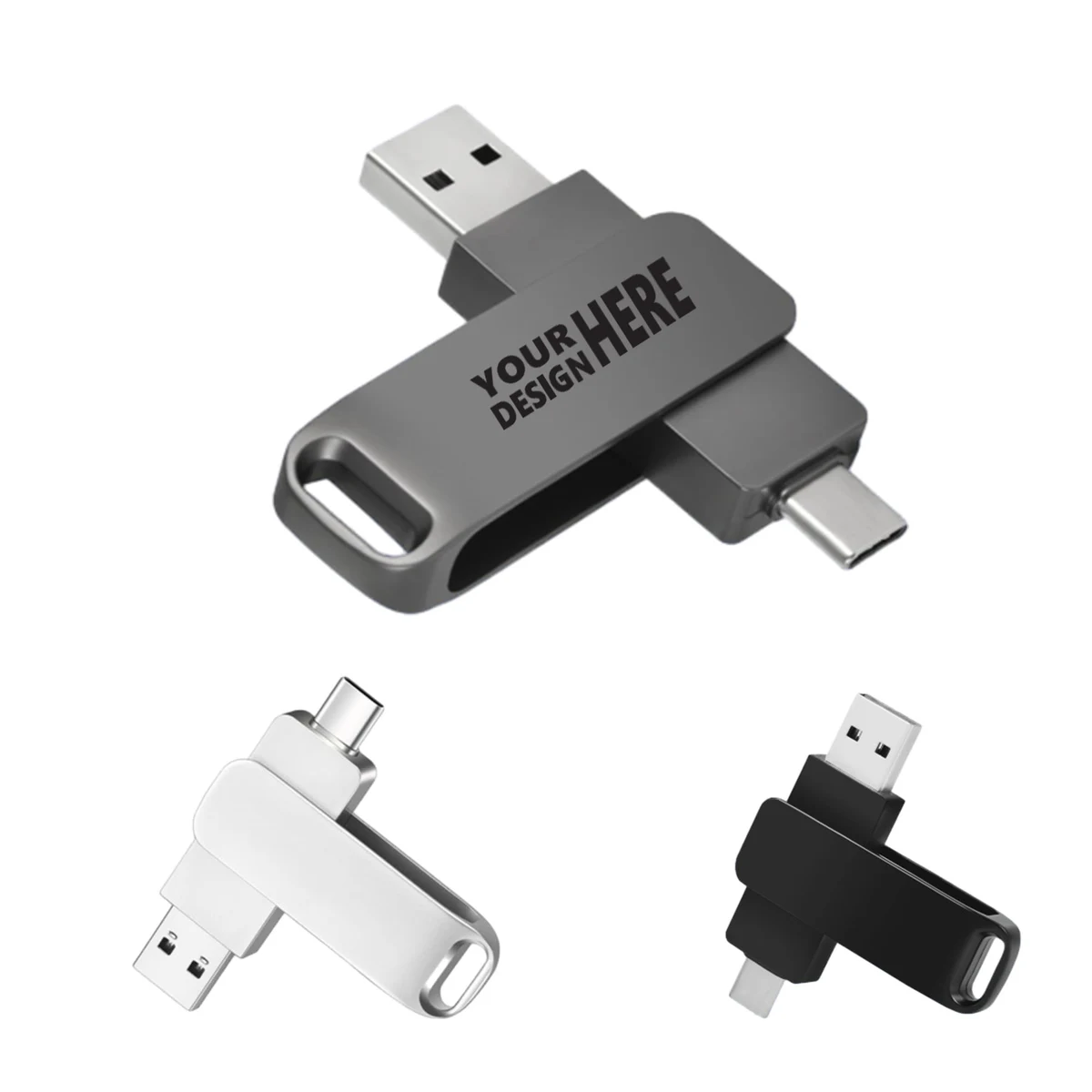 Customizable Rotating Dual Head USB Drive 1