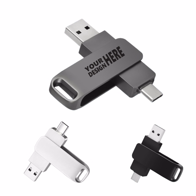 Customizable Rotating Dual Head USB Drive