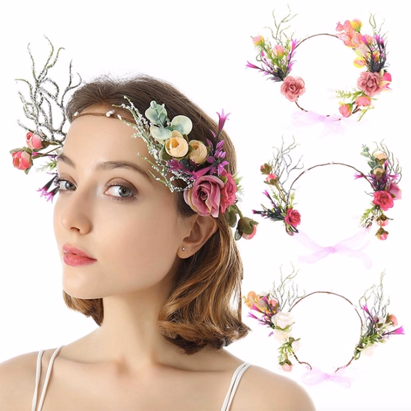Artificial Floral Crown Bridal Headpiece