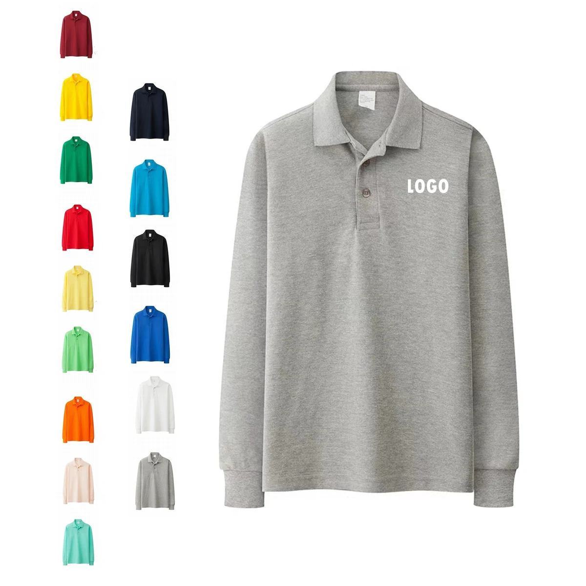 Men's Long Sleeve Soft Polo Shirt 1
