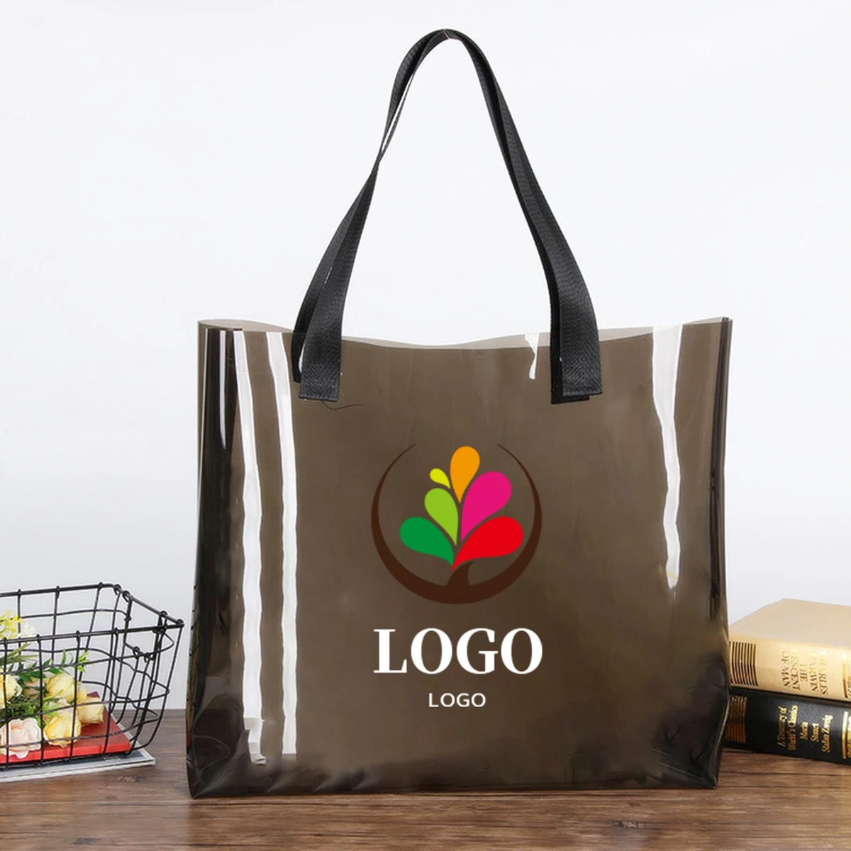 Semi-Clear Pvc Handbags Jelly Transparent Clear Beach Bag 1