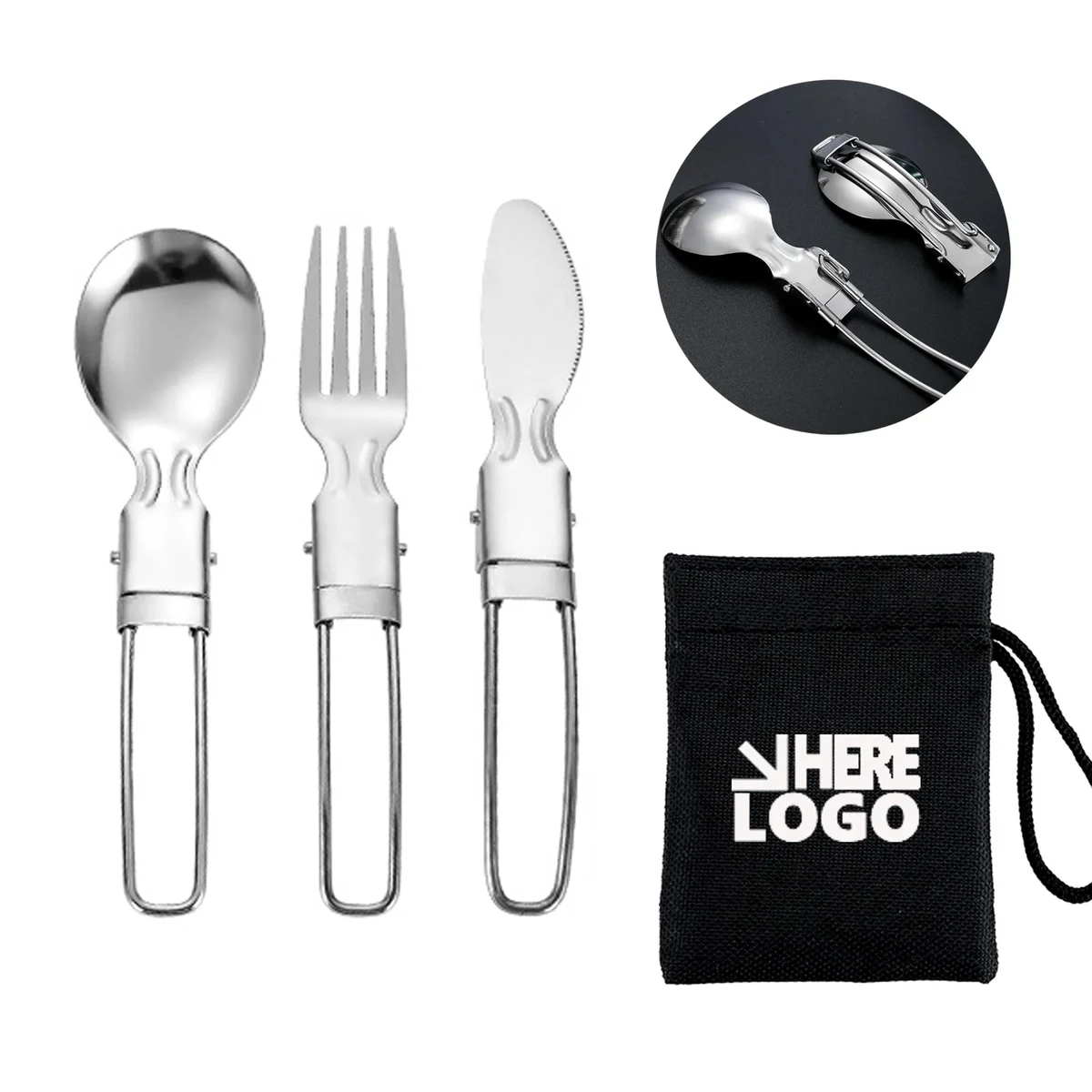 Folding Stainless Steel Cutlery Set Knife, Fork And Spoon 1