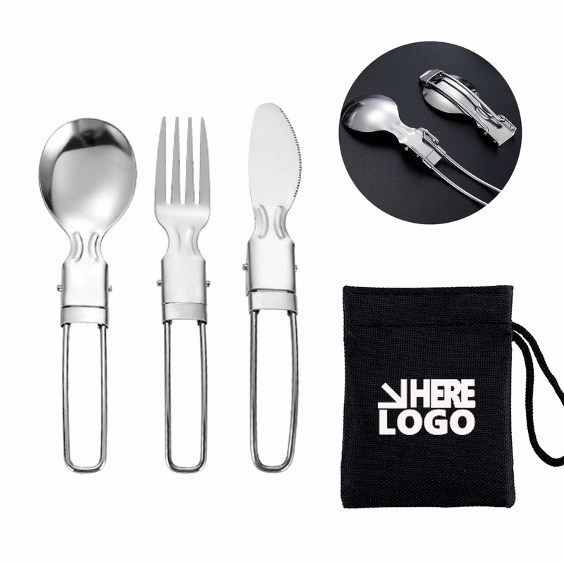 Folding Stainless Steel Cutlery Set Knife, Fork And Spoon