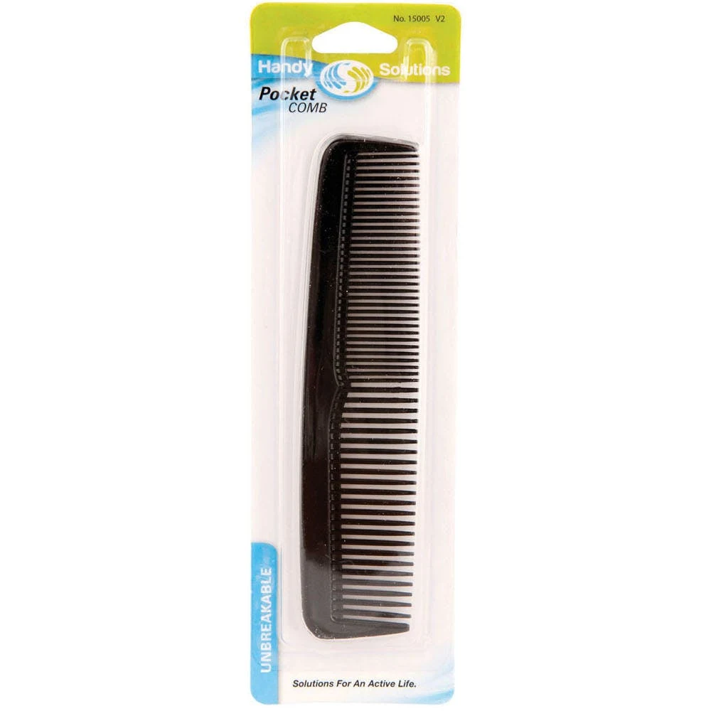 Fine Tooth Pocket Combs - Black Round Tips, promotional household item with logo imprint 1