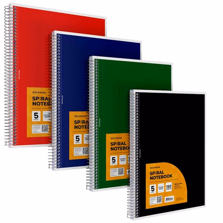 5-Subject Spiral Notebooks - College Ruled Assorted