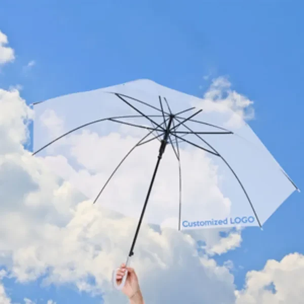 Custom 8K 21 Inch Transparent Windproof Straight Umbrella 1