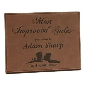 7" x 9" Engraved Dark Brown Leatherette Plaque 1