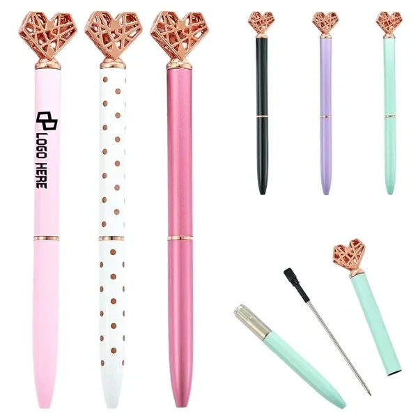 Custom Metal Heart Ballpoint Pen 5.2 Inch — Luxury Branded Writing Giveaway 1