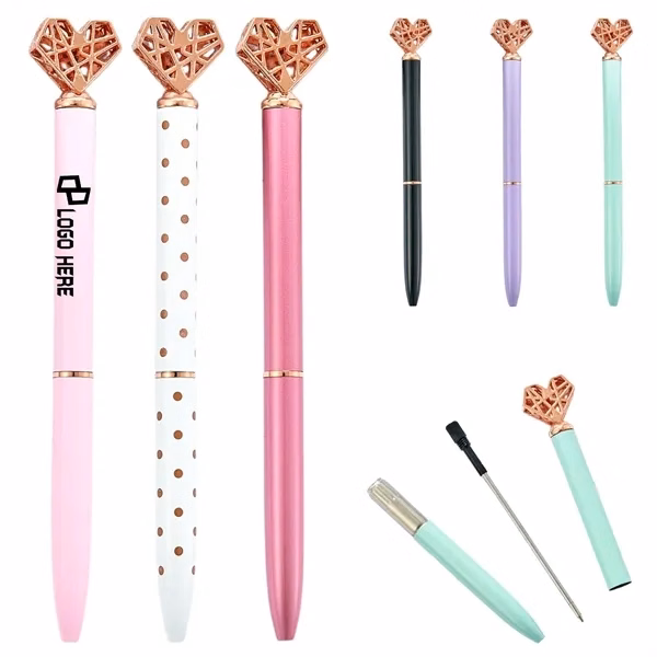 Custom Metal Heart Ballpoint Pen 5.2 Inch — Luxury Branded Writing Giveaway