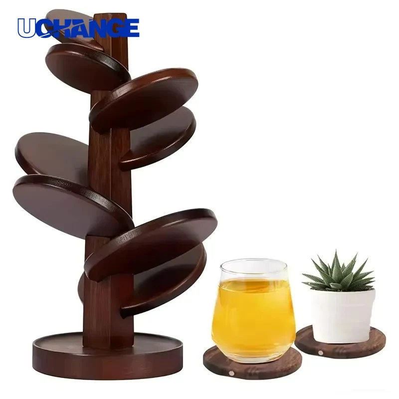 Pine Tree Wooden Coaster Set for Home Tables & Holiday Decor 1