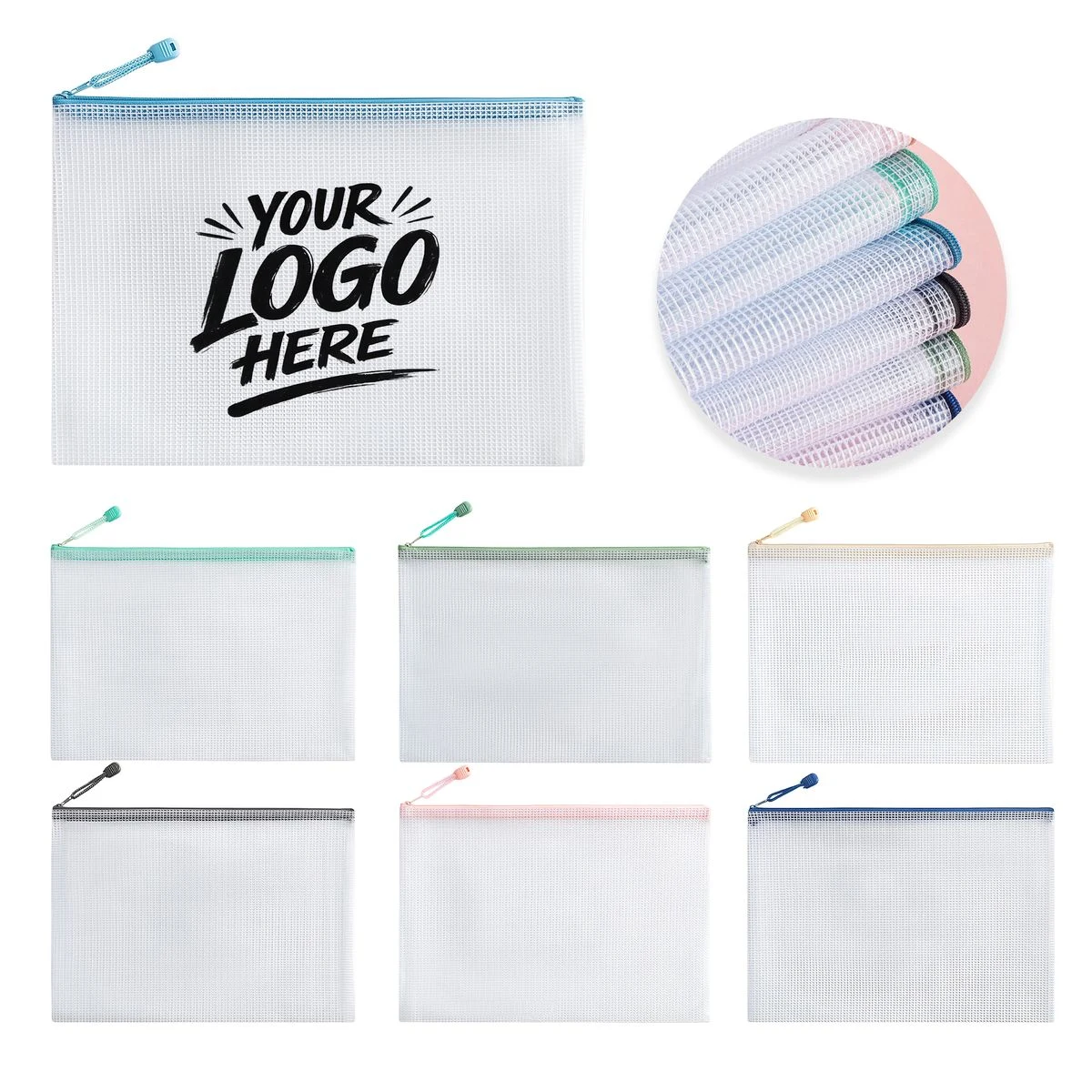 A4 PVC Zipper Mesh Storage Bag Clear File Organizer 1