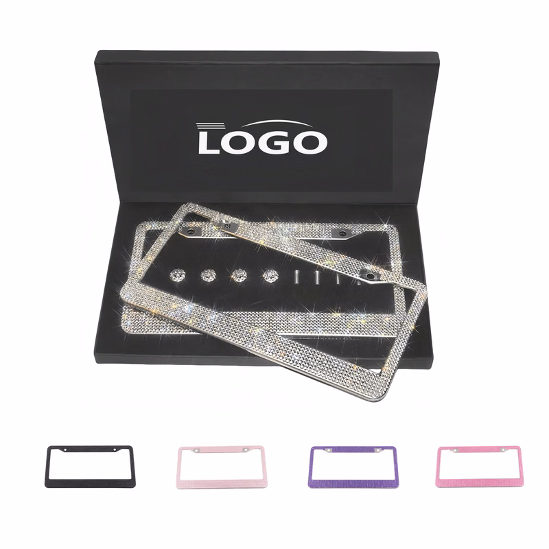 Elegant Rhinestone Stainless Steel License Plate Frame